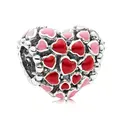Charm with many red hearts for Pandora bracelet